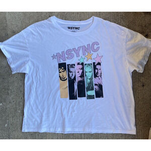 NSYNC Pop Boy Band Tee Shirt White 100% Cotton Graphic Print, Women/Men 2XL
